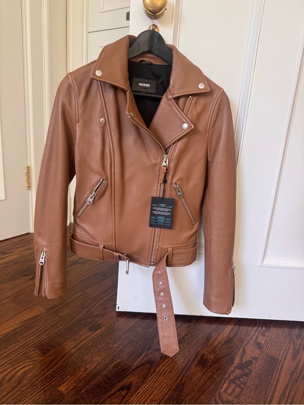 Mackage Cognac Leather Moto Jacket
